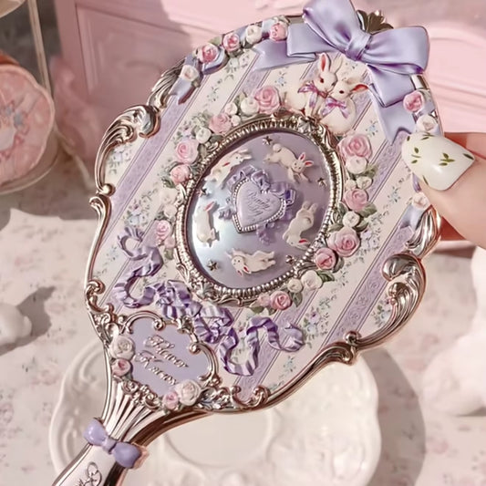 Bunny Garden Purple Hand Mirror