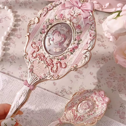 Bunny Garden Pink Hand Mirror